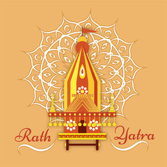 Jagannath rath yatra rathyatra hindu festival celebration greeting card mandala pattern design Vector