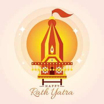 Jagannath rath yatra rathyatra indian festival traditional banner design template Vector
