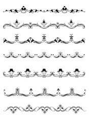 Flower calligraphy decor set isolated. 
Flower line calligraphy collection for design
