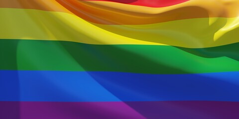 Rainbow flag waving, LGBT Gay pride symbol background, 3d render