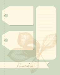 Reminder blank vintage collage with chestnut , notes, to-do list, reminders, checklist, message, plans. Vector illustration
