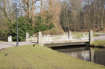 Small bridge over a brook in Sonsbeek park in Arnhem in the Netherlands