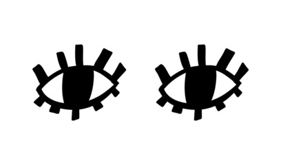 Crazy eyes. Doodle open eye. Abstract hand drawn fun geometric collection. Vector black elements