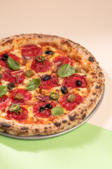 Delicious Pizza on Colorful Backgrounds