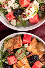 Refreshing Tropical Fruit Salad with Shrimp and Salmon