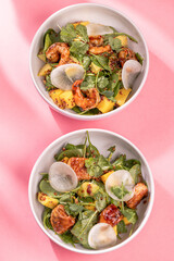 Refreshing Tropical Fruit Salad with Shrimp and Salmon