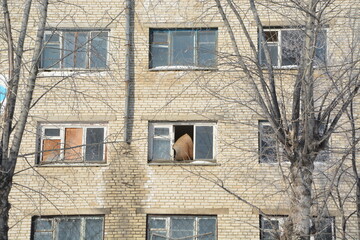 Abandoned apartment building in the city of Amursk