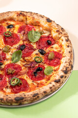 Delicious Pizza on Colorful Backgrounds