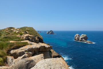 Various rock formations on cliffs in northern Spain