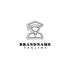 graduation logo cartoon design template icon black isolated vector