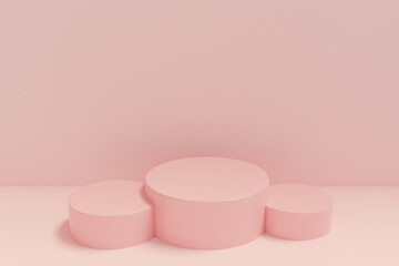 3D rendering scene with podium and abstract background. podium for cosmetic product presentation. 