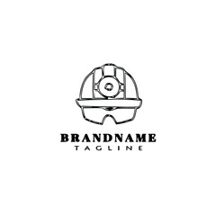 mining helmet logo cartoon icon design template black isolated vector