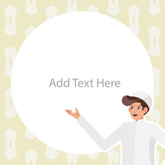 Islamic Character Feed Template - Editable social media template with male muslim character for social media post, explainer, or promotion