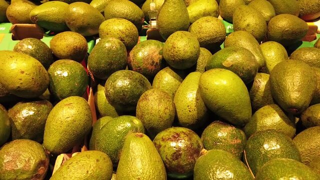 Fresh ripe avocados in the store.