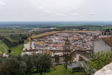 Obraz premium high angle view of the historic city center of Elvas with its military fortifications