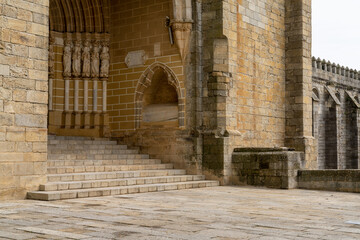 view of the Gothic entrance of the Evora cathedral