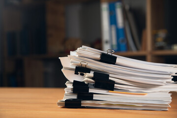 Stack of report paper documents