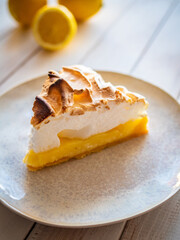 Lemon tart on wooden table
