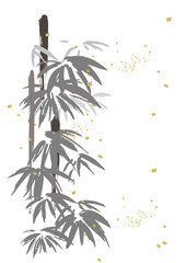 墨絵　竹の背景イラスト