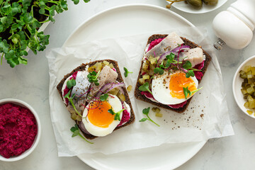 toasts with herring
