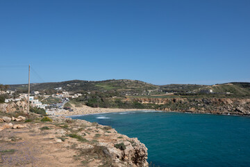 Naklejka premium Golden Bay beach, coastline Malta