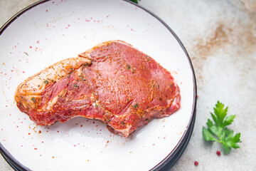 pork raw steak meat beef fresh meal food diet snack on the table copy space food background keto or paleo diet