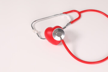 stethoscope, heart examination, medical equipment, doctor using auscultation, pasted on white...