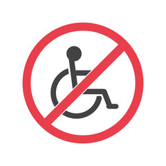 vector illustration of the icon no wheelchairs allowed, no wheelchairs allowed.