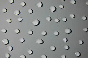 Abstract water drops on grey background, macro, Bubbles close up