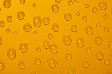Abstract water drops on orange bronze background, macro, Bubbles close up