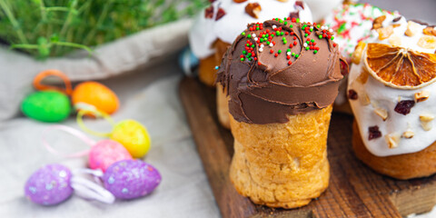 chocolate easter cake pastry treat easter kulich holiday homemade dessert food copy space food background 