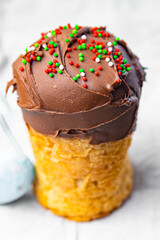 chocolate easter cake pastry treat easter kulich holiday homemade dessert food copy space food background 