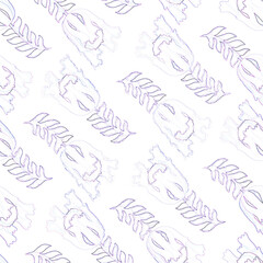 Seamless pattern. Floral ornament on a white background. Line art. Raster illustration for design.