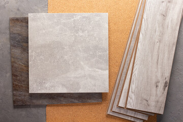 Fototapeta premium Laminate wood floor and tile background texture. Wooden laminate
