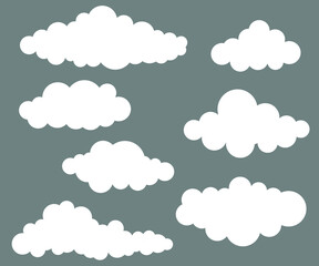 Obraz premium Long White Cloud sets. Abstract white cloudy set isolated Vector illustration with Gray background