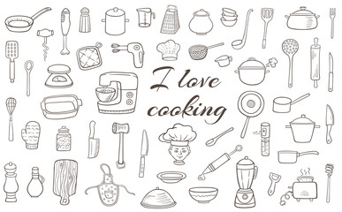 Cooking and tableware doodles.
