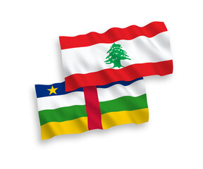 Flags of Central African Republic and Lebanon on a white background