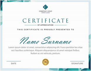 Creative teal blue Creative certificate design