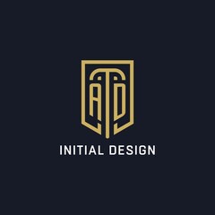Initial AD shield logo luxury style, Creative company logo design