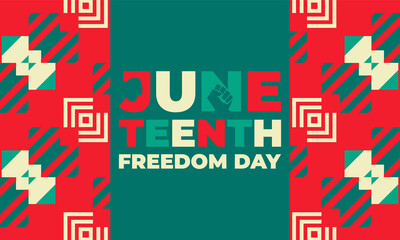 Juneteenth Freedom Day. African-American Independence Day, June 19. Juneteenth Celebrate Black Freedom. T-Shirt, banner, greeting card design. 