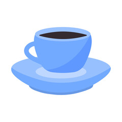 Cup with saucer in flat design style. Vector illustration.