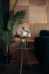 bridal bouquet in white and pink delicate pastel shades