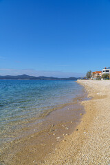 long deserted coast in winter
