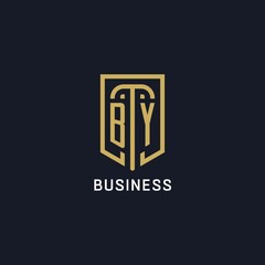 Initial BY shield logo luxury style, Creative company logo design