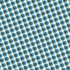 Fish head on a blue round background. Modern seamless pattern. Background.
