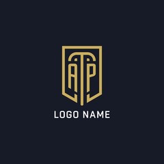 Initial AP shield logo luxury style, Creative company logo design