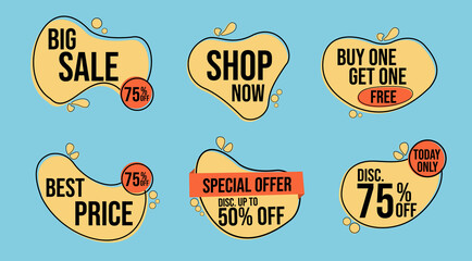 a set of liquid advertising label badges. simple design and easy to use