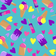 Ice cream seamless pattern. 