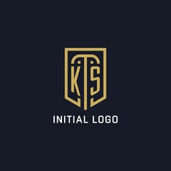 Initial KS shield logo luxury style, Creative company logo design