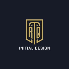 Initial RQ shield logo luxury style, Creative company logo design